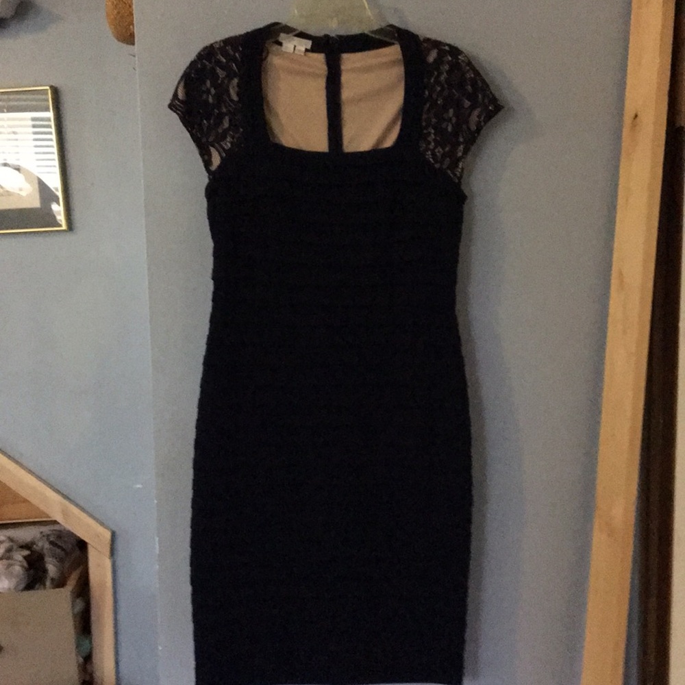 Navy Blue Sheath Evening Dress